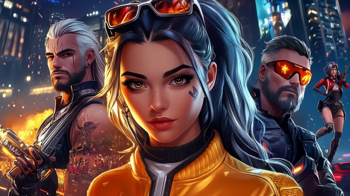 A team of stylish sci-fi heroes are ready for action, representing the diverse characters and immersive worlds you can explore in the epic games available at 77ABC VIP.