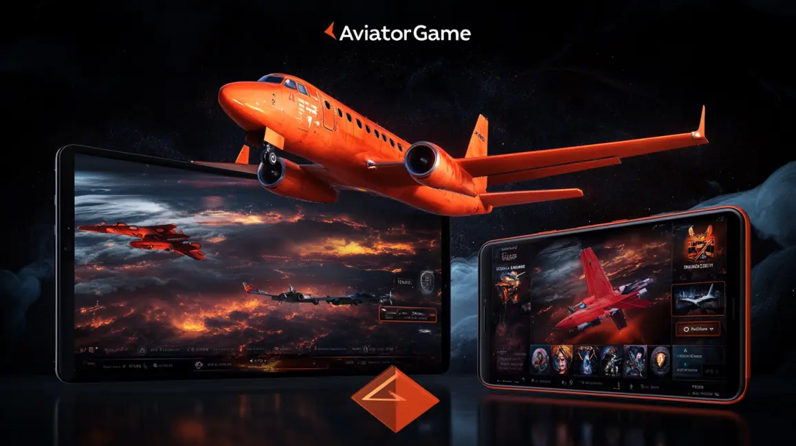 A woman in a pink dress holds a phone showing the 'Aviator Game', with a 777 slot machine nearby, blending classic casino fun with modern crash game excitement at 77ABC VIP.